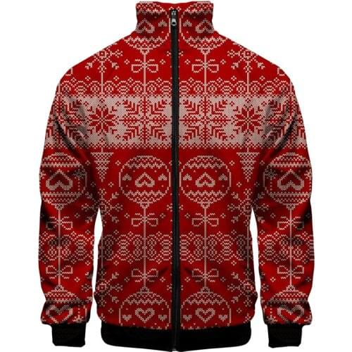 Hot Sale christmas 3D Stand-up Collar Zipper Jacket men women harajuku sweatshirt christmas clothes long sleeve Jackets clothes