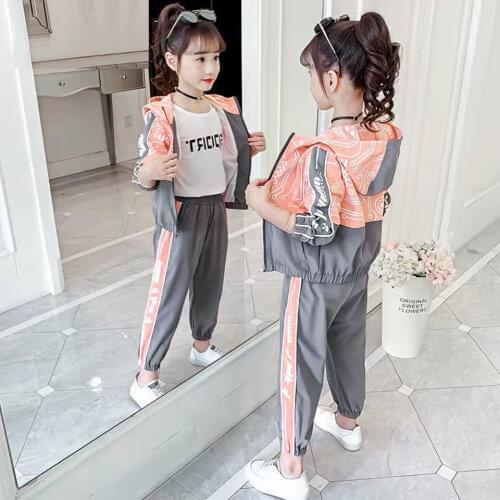 Fashion Girls Suits New 2021 Spring Autumn Style Kids Full Sleeve Outwear+Pant 2PCS Kids Clothes Girls 10 To 12 Teenage Outfits