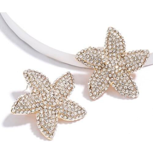 Fashion Crystal Rhinestone Starfish Earrings Women Irregular Pentagram Earring Jewelry Party ZA Earrings 2020