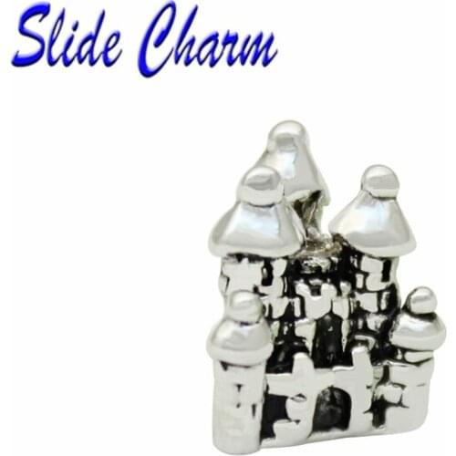 5mm straight hole fashion DIY charm, European and American style black and white castle beads Fit Pandora Bracelet Necklace