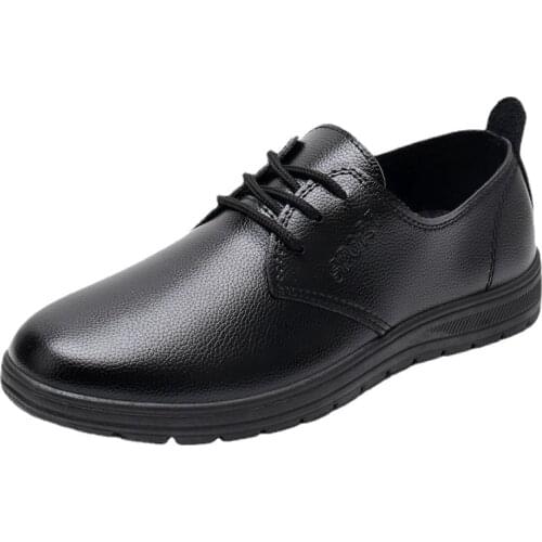 2021 Summer Autumn New Concise Style Mens Leather Casual Shoes Round Toe Shallow Rubber Flat Boat Shoes Waterproof for Work