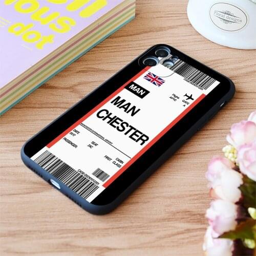 For Iphone Manchester Boarding Pass Flight Ticket Print Soft Matt Apple iPhone Case 6 7 8 11 12 Plus Pro X XR XS MAX SE
