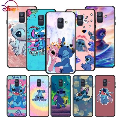Disney Cute Stitch Soft TPU For Samsung Galaxy A8 A9 A7 A750 A6 A5 A3 A6S A8S Star Plus 2016 2017 2018 Black Phone Case