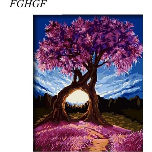FGHGF Romantic Trees DIY Painting By Numbers Modern Home Wall Art Picture Acrylic Paint On Canvas For Wedding Decoration