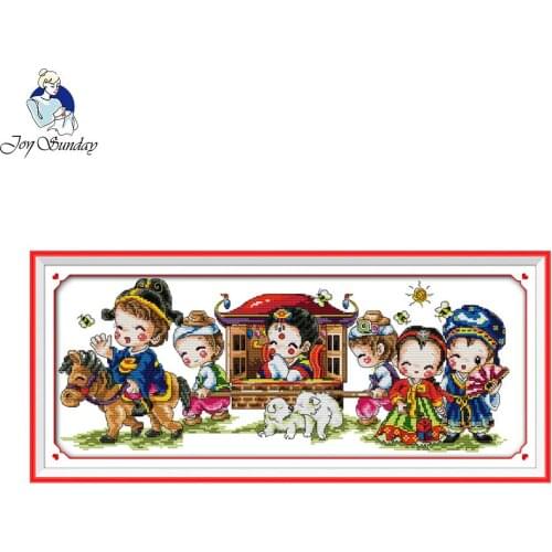 Joy Sunday Marry Cross Stitch Kits Cartoon Wedding Party 14CT 11CT Printed Embroidery DIY Handmade Needlework Craft Home Decor