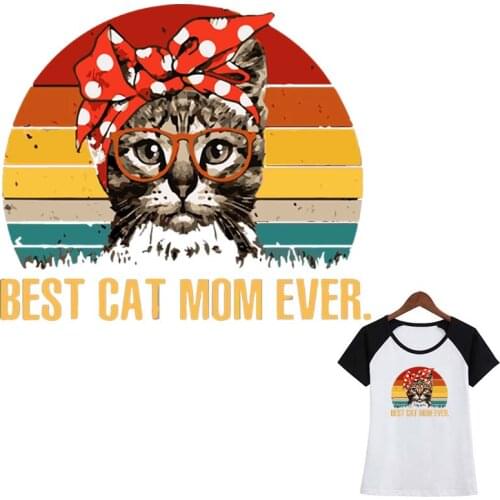 Cat Mom Pattern Clothing Patches Diy Accessory Clothes Decoration Print On T-Shirt Washable New Design Iron On Thermal Transfer