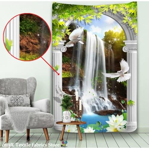 Arch Iandscape Waterfall Painting Tapestry Wall Hanging 3D Printing Natural Scenery Bohemian Travel Mattress Bedroom Decor