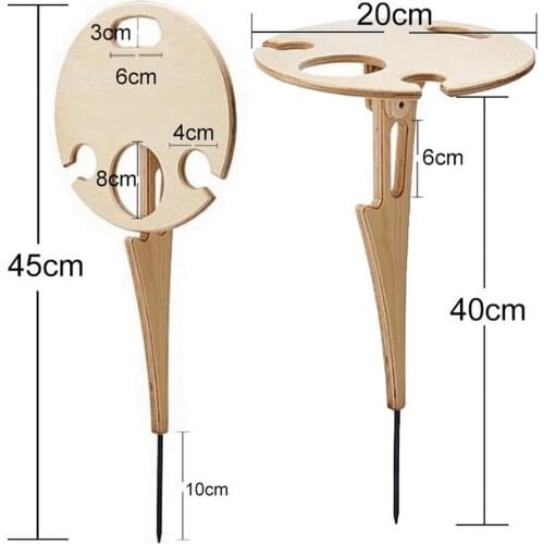Outdoor Wine Table with Foldable Round Desktop Mini Wooden Picnic Table Easy To Carry Wine Rack Dropshipping