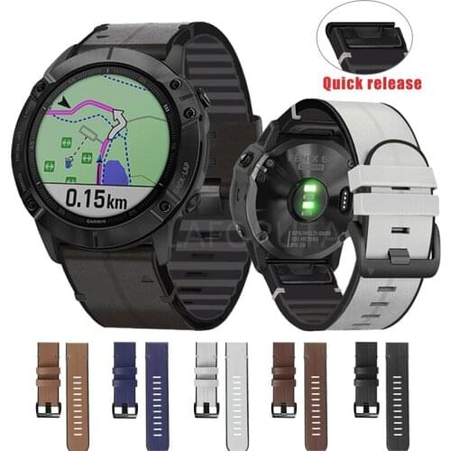22mm 26mm for Garmin Fenix 6X/Fenix 5X Watch Band Quick Release leather Strap Silicone Sweatproof Wristband Easy Fit for Fenix6