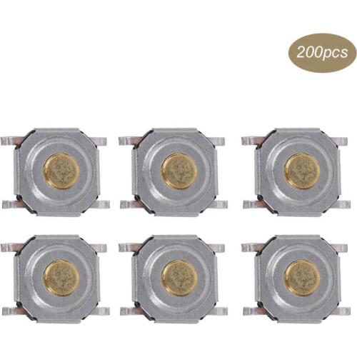 200Pcs Tactile Push Button Switch Brass Waterproof Light Touching Patch SMD 4 x 4 x 1.5 MIni Switch