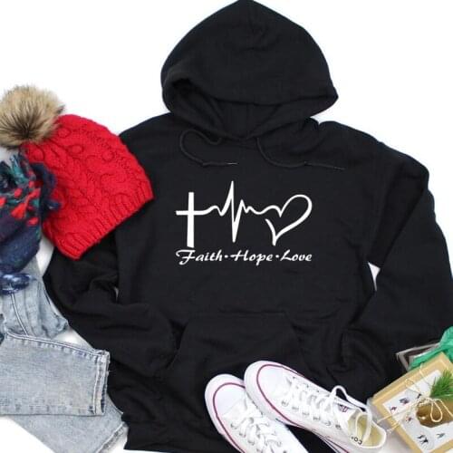 Faith Hope Love fashion letter Hoodies Christian Women Clothing Jesus Pullover Casual Female Sweatshirt O Neck Long Sleeve Shirt