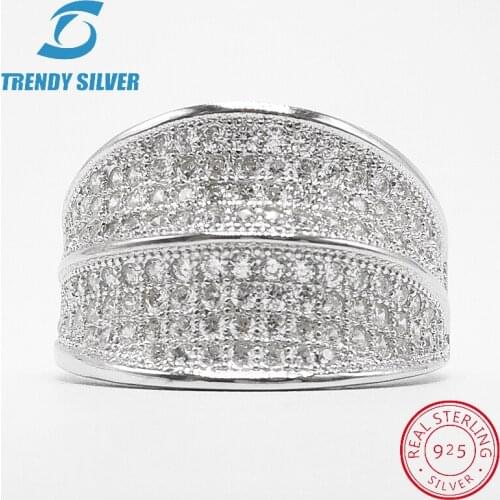 Vintage rings silver real 925 sterling jewelry for women rose gold with stone zircon solid elegant