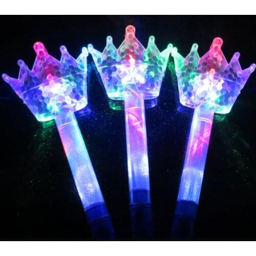 New Cute Girls Fairy Princess Stick LED Flashing Light up Magic Wand Sticks Princess Crown Childrens Day Party Gift