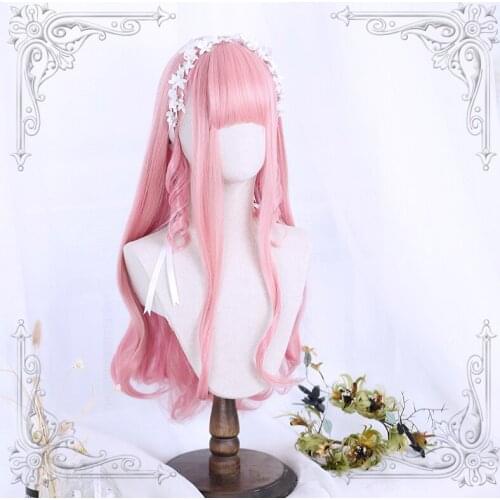 High Quality Soft Girl Lolita 70 CM + Pink Roman Volume Long Wig
