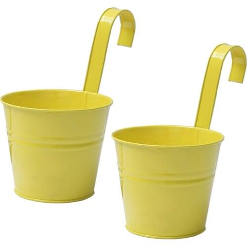 Iron Garden Home Decoration Bucket Hanging Flower Pot Planter Fence 2pcs/lot Balcony Retro White With Detachable Hook Metal