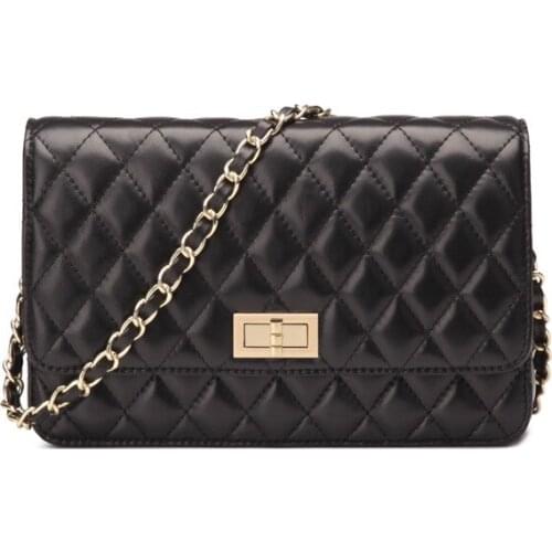 Sheep skin plaid soft chain shoulder bag women flap crossbody bags