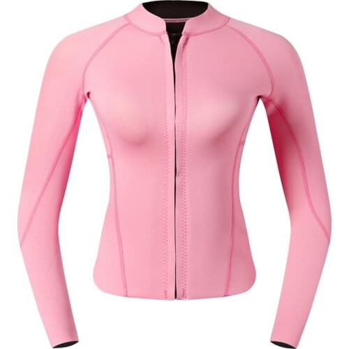 Women Wetsuit 2mm Suit Top Shirt Diving Swimming Jacket Pink
