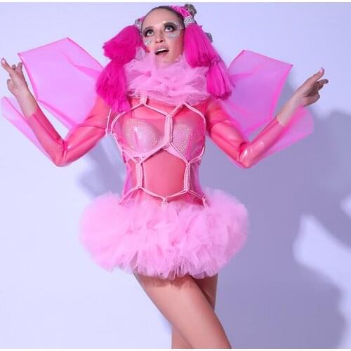 ValentineS Day Pink Outfits Gogo Dancers Costumes Nightclub Bar Ds Ds Stage Costumes Jazz Pole Dance Clothes For Women DQS7724