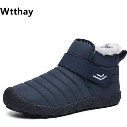 Winter Men Ankle Boots Lightweight Men Sneakers Outdoor Couple Warm Plush Boots Keep Warm Winter Shoes Slip On Unisex Snow Boots