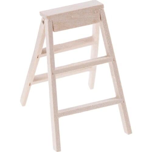 1:12 Dollhouse Miniature Fairy Garden Decor Dollhouse Miniature Wood Step Ladder Furniture Tools