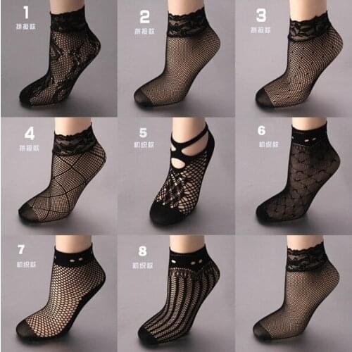 1 Pair Summer Black Women Girls Ladies Soft Lace Ruffle Fishnet Mesh Short Ankle Socks Thin Female Low Cut Socks