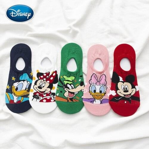 Disney 1Pair Casual Cute women Scoks Cartoon animal Mickey Mouse Donald Duck invisible ankle Socks Cotton happy Funny sock