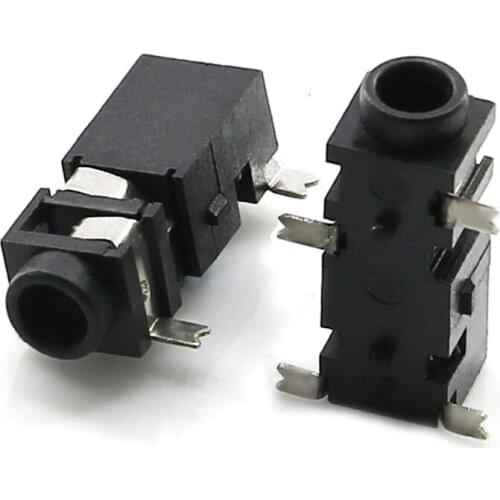 10Pcs 2.5mm Female Audio Connector 4P in DIP Headphone Jack Socket with Nut PJ-208A