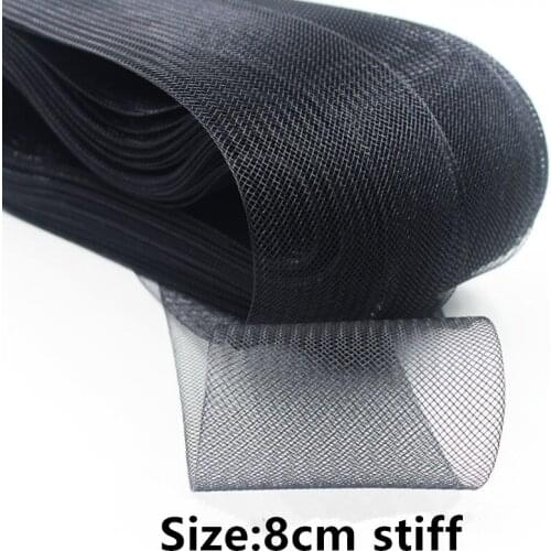 3.2"(8.0cm) Stiff Plain Hair Horse mesh barid ribbon For Wedding Dress Dance Formal Dress Accessorie #2Color