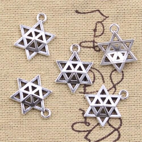 30pcs Charms Star Of David Shield 20x15mm Antique Silver Color Pendants DIY Crafts Making Findings Handmade Tibetan Jewelry