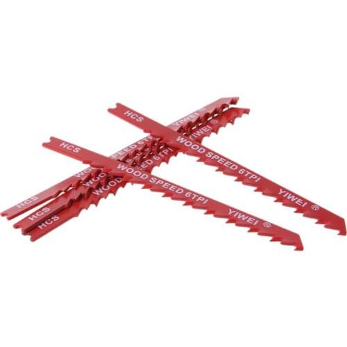 5pcs Durable U-shank High Carbon Steel 6 TPI Reciprocating Saw Blade Cutter For Wood Jig Cutting