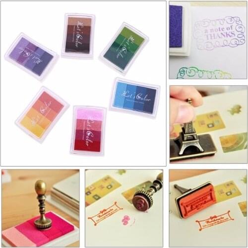 6 Colors Homemade DIY Gradient Color ink Pad Multicolour Inkpad Stamp Decoration Fingerprint Scrapbooking Accessories