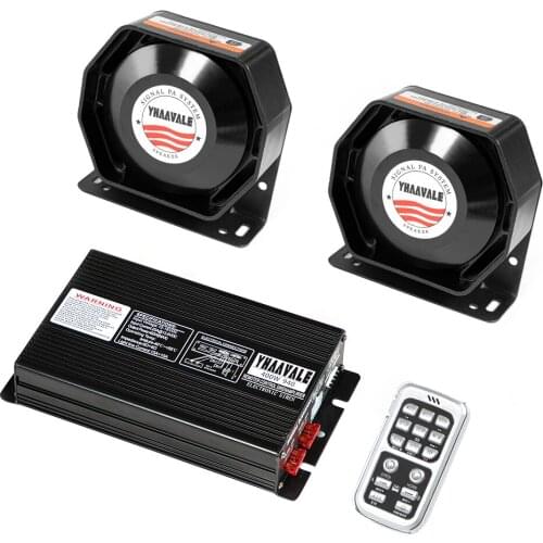 YHAAVALE 400W Car Police Siren,Multifunct Wireless Amplifier,2pcs Metal Flat Speaker,Emergency Warning PA System for Vehicle