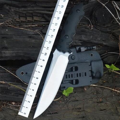 Free shipping hand forged camping Sharp outdoor straight knife defensive tactical survival knife portable hunting knife