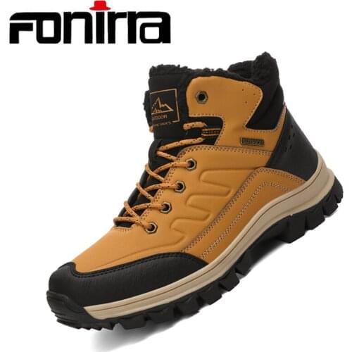 FONIRRA Winter Men Boots High Quality Super Warm Highten Footwear Men Snow Boots With Wool Men Military Fur Boots Black Red 377
