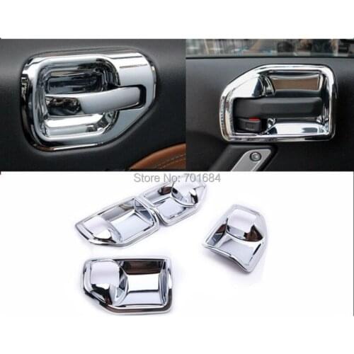 Chrome Interior Door Handle Bowl Covers Inner Trim For Jeep Wrangler 07 08 09 10 11 12 13 14 2015 [QPA219]