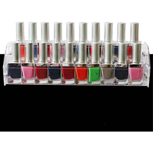 HUNYOO 2 Tiers Clear Acrylic Makeup Nail Polish Varnish Stand Organizer Table Rack Counter Display Lip Stick Holder