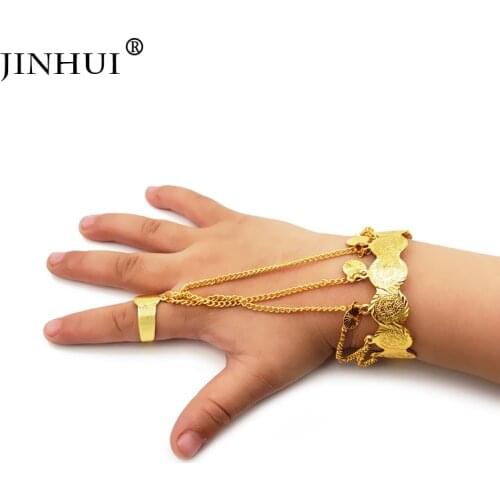 Jin Hui 1pieces of Gold Copper bangle for baby Girls Dubai Jewelry Bracelet ring,boys Children African gifts Birthday present