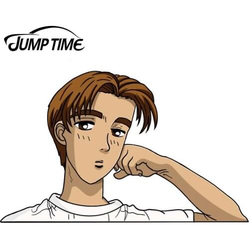 JumpTime 13 x8.4cm Initial D Fujiwara Takumi Funny Car Sticker Cartoon Windows Decal Occlusion Sunscreen Scratch Car Assessoires
