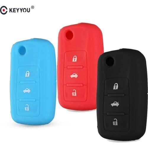 KEYYOU 10Pcs/ Lot Silicone Car Key Cover For VW Volkswagen Passat Polo Golf Touran Bora Leon SKODA Octavia 3 Buttons