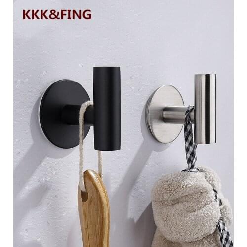 KK&FING Stainless Steel Single Hooks Coat Hook Free Perforated Hook Wall-mounted Storage Holder Bathroom Metal Coat Hook