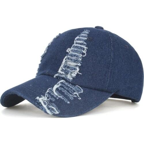 Summer Female Water Jeans Hat Couple Ripped Washed Hole Retro Distress Cotton Baseball Cap Man Made Old Cowboy