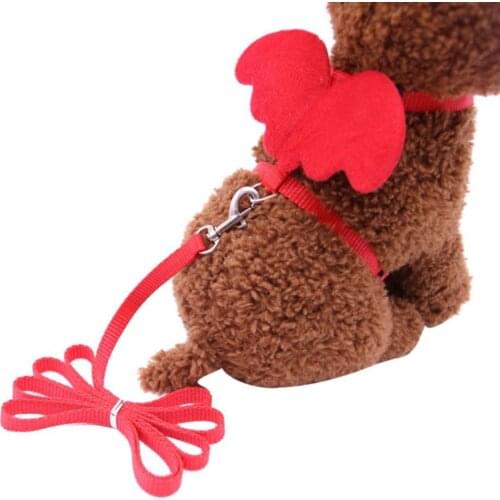 Cute Solid Color Mini Wings Nylon Pet Harness Chest Strap Dog Cat Lead Leash Dog accessories Mascotas Suministros para perros