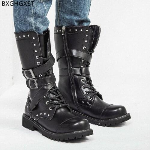 Motorcycle Boots for Men Male Luxury Brand Shoes Men Army Boots for Man 2021 Chunky Boots Men Leather Casual Shoes Man Chaussure