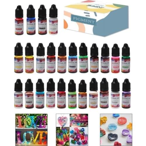26 Colors Art Ink Alcohol Resin Pigment Kit Liquid Resin Colorant Dye Ink Diffusion UV Epoxy Resin Jewelry Making Accessories