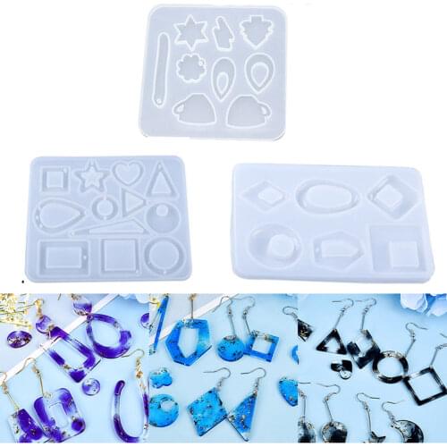 NOT AS LONG DIY Crystal Epoxy Mold Geometry Earring Pendant Mold Making Silicone Mold Material Resin Creative Handmade Jewelry
