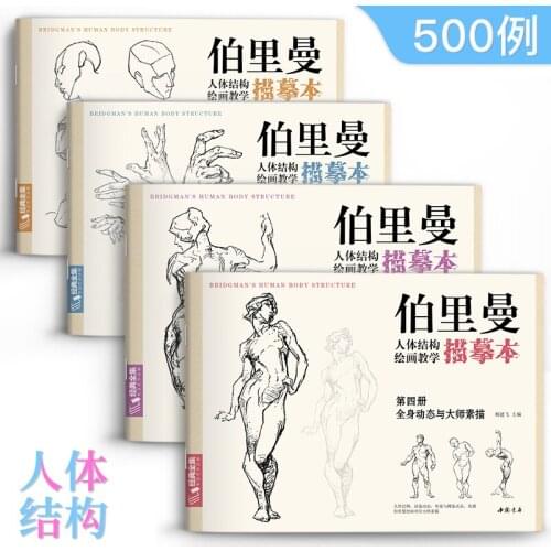 New 4 pcs/set Sketch Character Structure Drawing Practice Tutorial Textbook Figure Body Structure Teaching Tracing Book