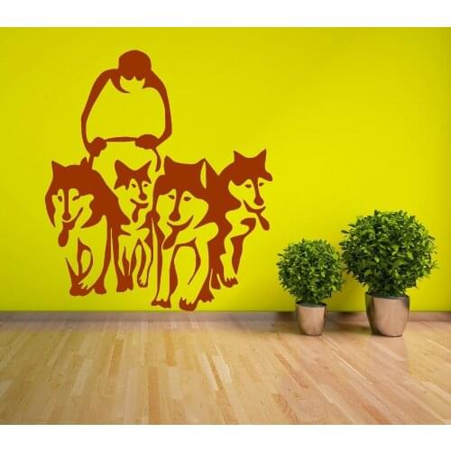 New Arrive Husky Dog Huskies Sled vinyl wall art sticker decal Pet Living Room Vinilos Adesiv Home Decor Wall Sticker Mural A-16