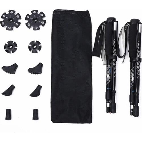 1.3 M 2Pcs Foldable Walking Sticks Ultralight Camping Hiking Folding Trekking Poles Aluminum Walking Poles Telescopic Stick 2020