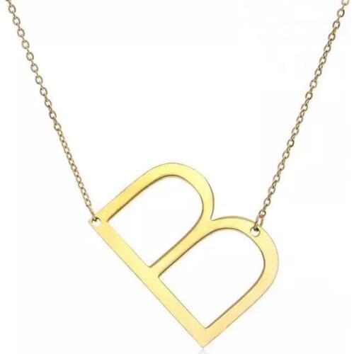 A-Z large Initial Letters Alphabet Personalized Charm Big Letter Script Name Pendant Monogram Necklace for Gift 26 letter