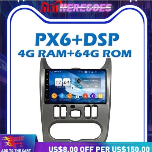PX6 DSP Android 10.0 4G + 64G IPS Car DVD Player GPS Google Map RDS Radio Wifi Bluetooth 5.0 For Renault Logan Sandero Duster